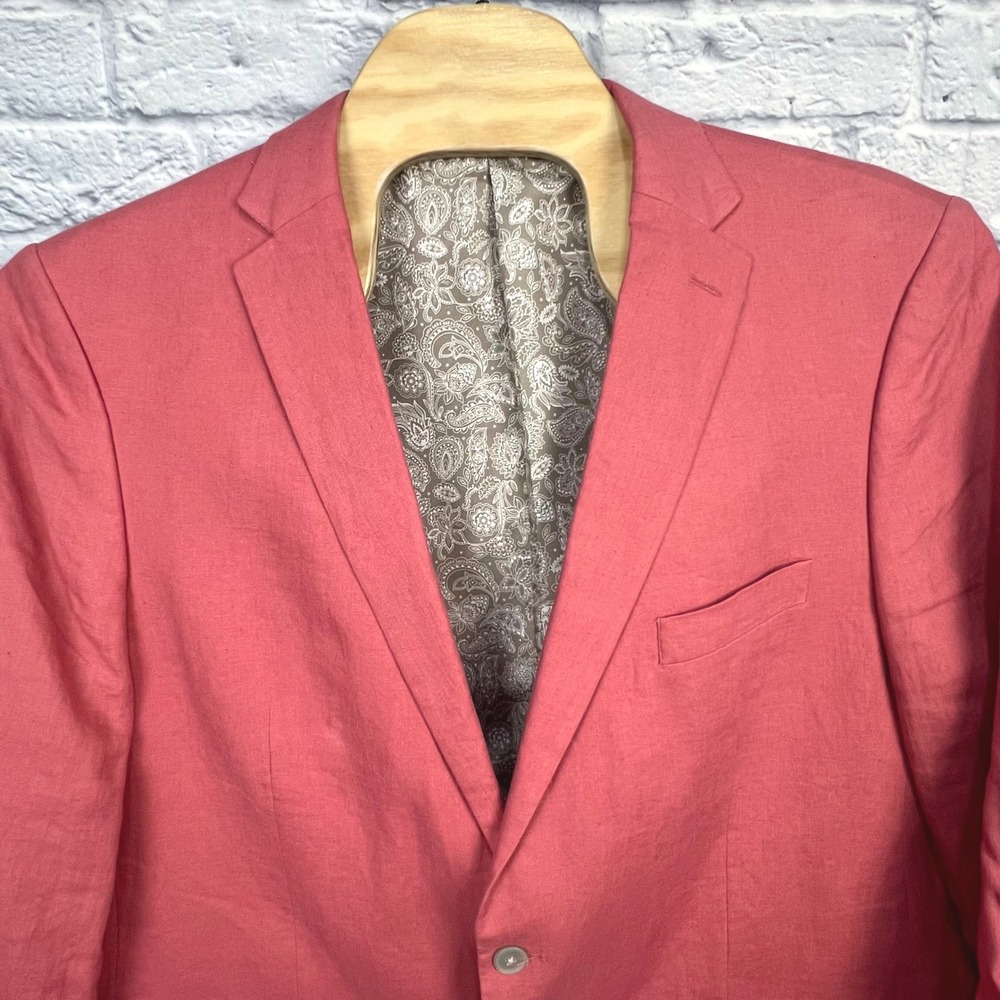 Lauren Ralph Lauren Blazer Pink Mens 100% Linen Jacket Sport‎ Coat Size 50L